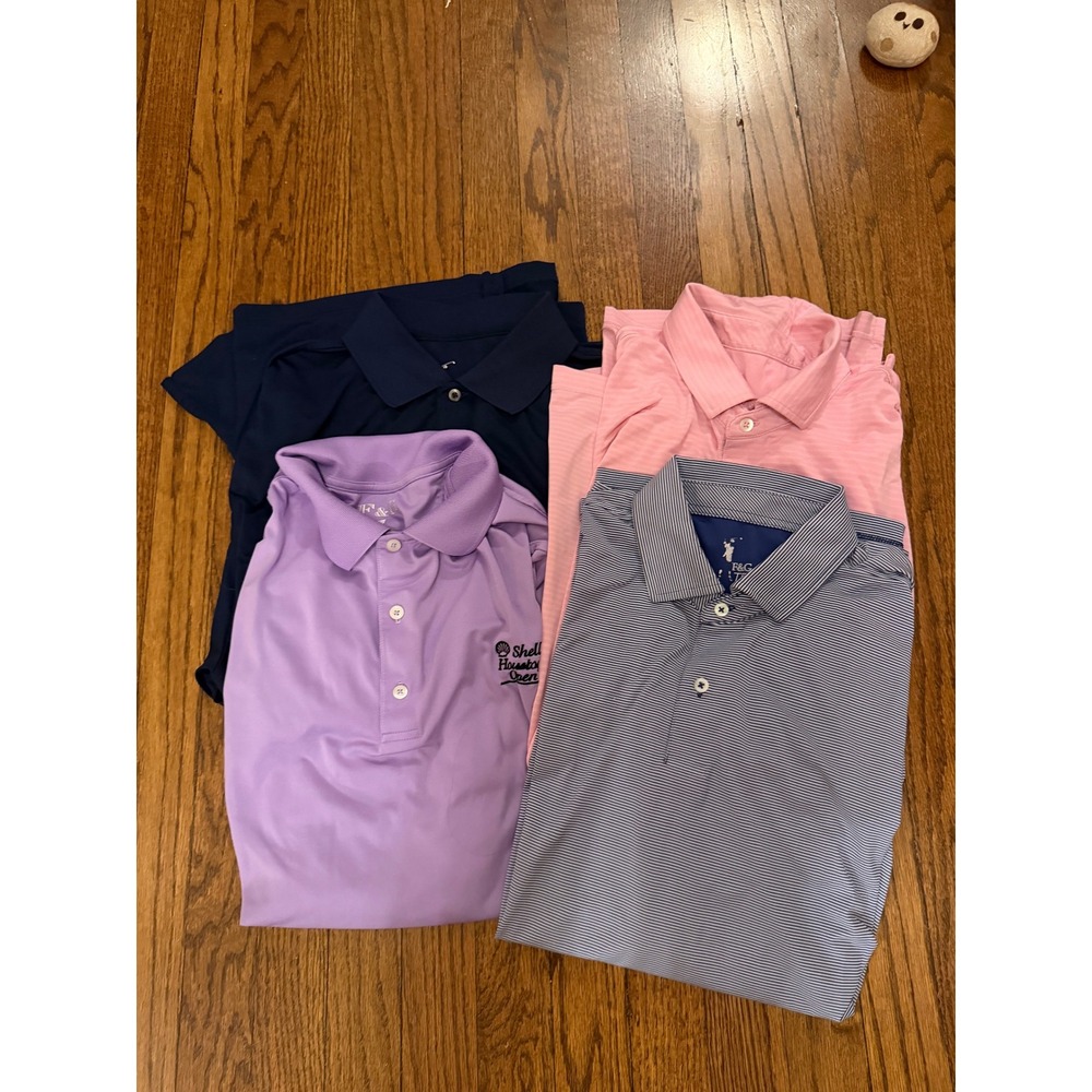 F&G Mens Performance Golf Polo Shirt Bundle Lot of 4 Large Shell Houston Open